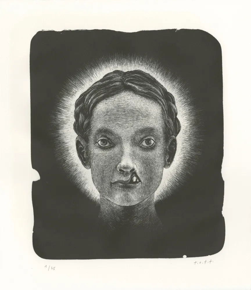 石版画 Ott - Die Heilige (La sainte) - Triptyque