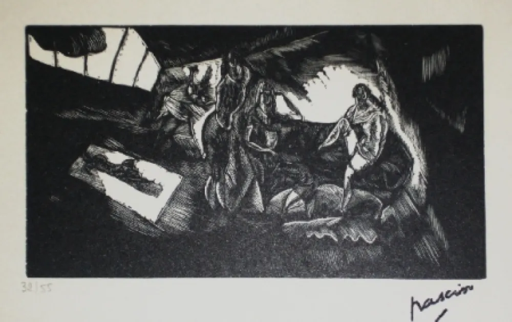 木刻 Pascin - L'atelier