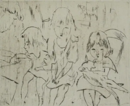 干刻版画 Pascin - Trois petites filles