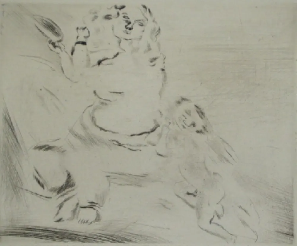 干刻版画 Pascin - Venus et l'Amour