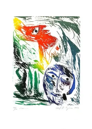 版画 Pedersen - L'adoration