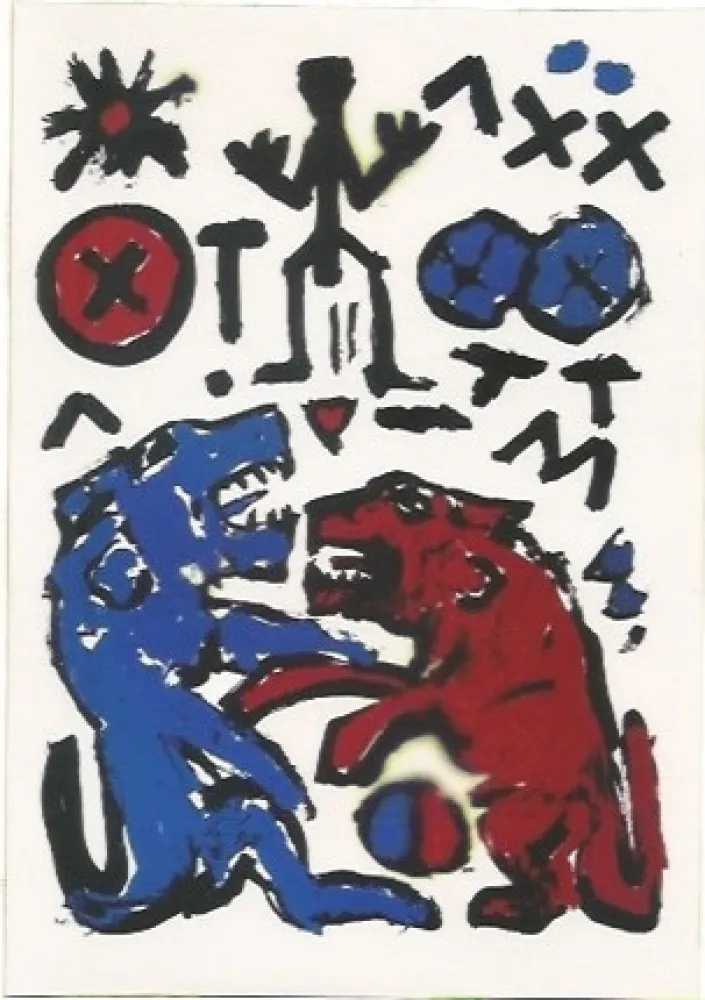 丝网印刷 Penck - Zwei Lowen
