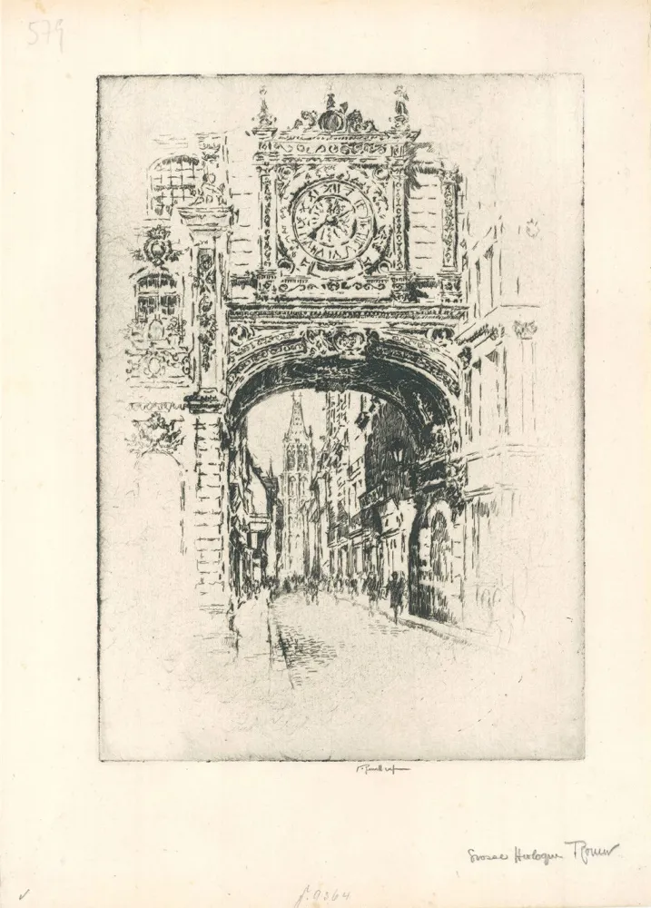版画 Pennell - Grosse horloge, Rouen