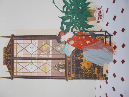 石版画 Pescalera - La femme à l'éventail