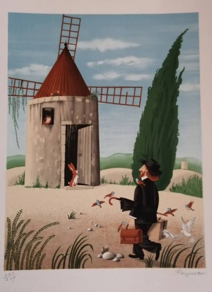 石版画 Peynet - Le Moulin de Daudet