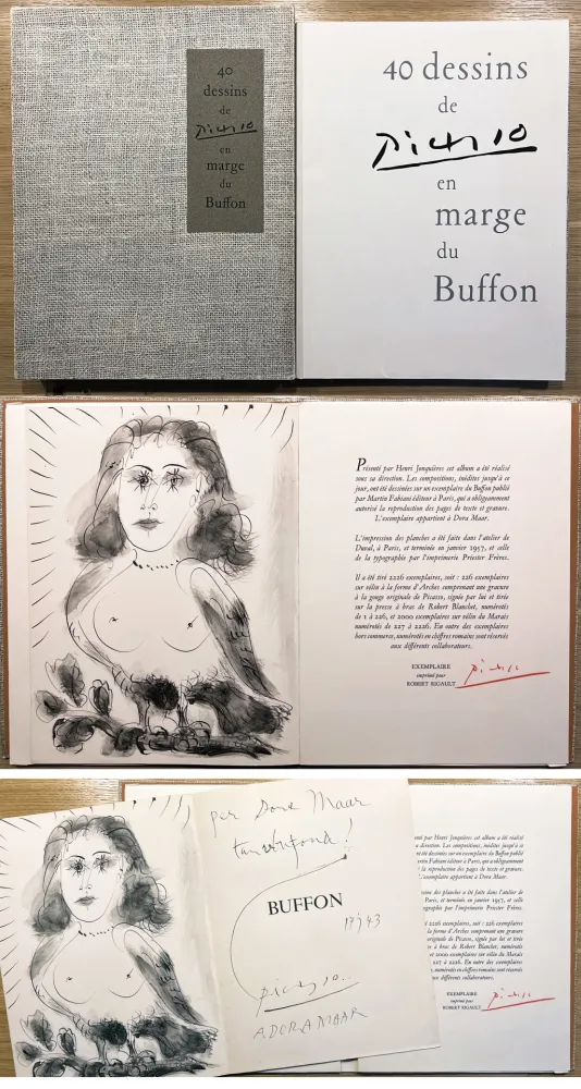 插图书 Picasso - 40 DESSINS DE PICASSO EN MARGE DU BUFFON. Exemplaire signé par Picasso