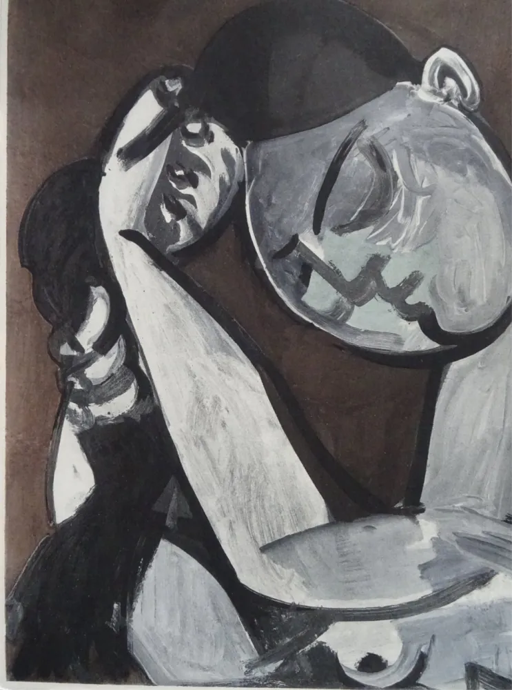 石版画 Picasso (After) - Femme se coiffant