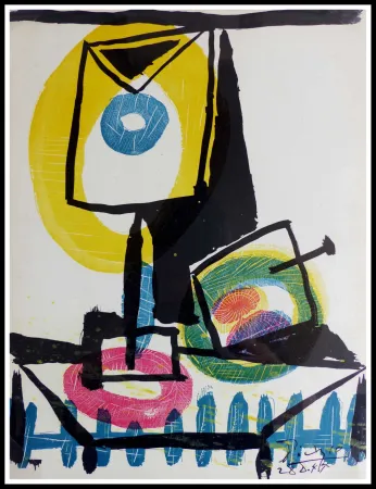 石版画 Picasso (After) - NATURE MORTE AU VERRE