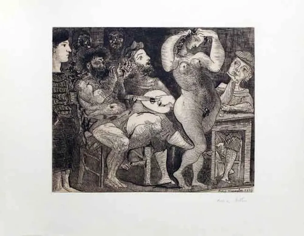 蚀刻版画 Picasso - Au Cabaret