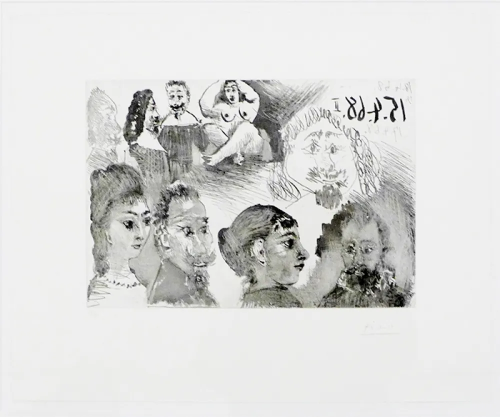 蚀刻版画 Picasso - Autour d'El Greco et de Rembrandt: Portraits