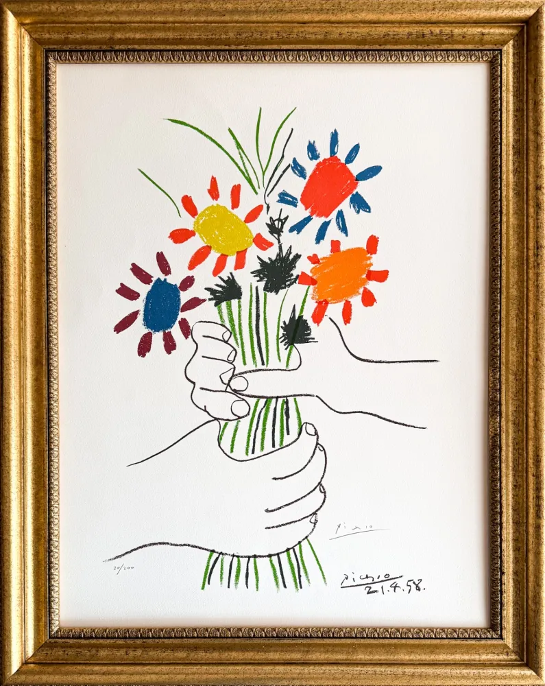 石版画 Picasso - Bouquet de Fleurs