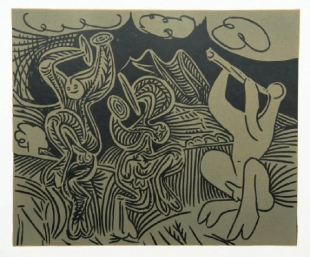 版画 Picasso - Danseurs et Musicien