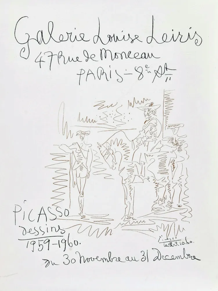 石版画 Picasso - '' Dessins 1959-1960 ''  -  Galerie Louise LEIRIS