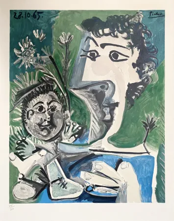 石版画 Picasso - Femme et Enfant