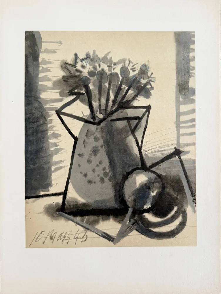 石版画 Picasso - Fleurs dans un Pot