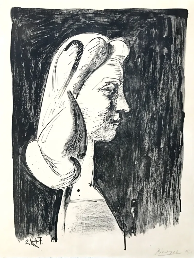 石版画 Picasso - Grand Profil  (Francoise Gilot)