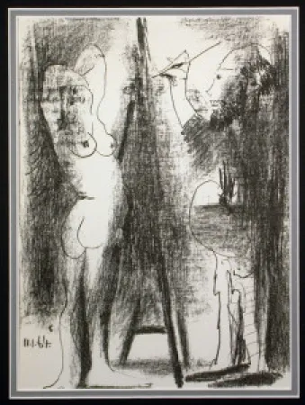 石版画 Picasso - Le peintre et son modèle