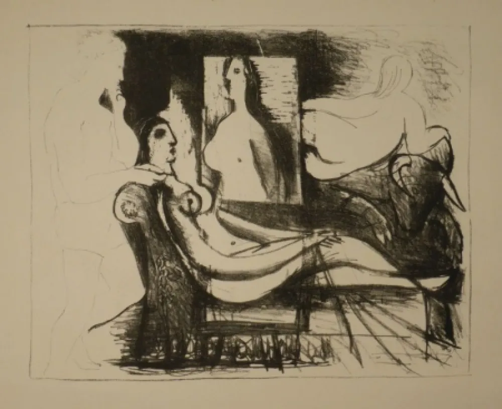 石版画 Picasso - Le peintre et son modèle / Der Maler und sein Modell