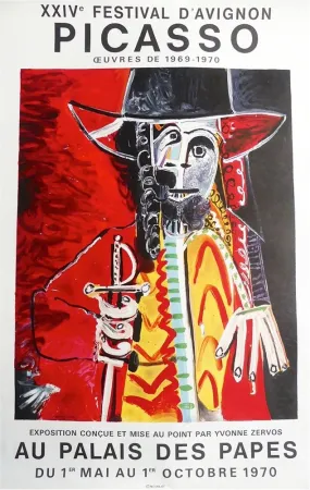 石版画 Picasso - PICASSO AU PALAIS DES PAPES. Avignon Mai-Octobre 1970 - Affiche originale.
