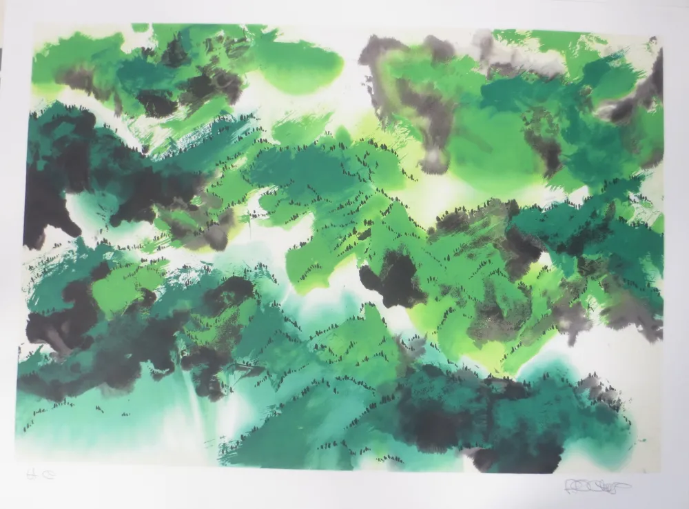 石版画 Po Chung - Evergreen moutain