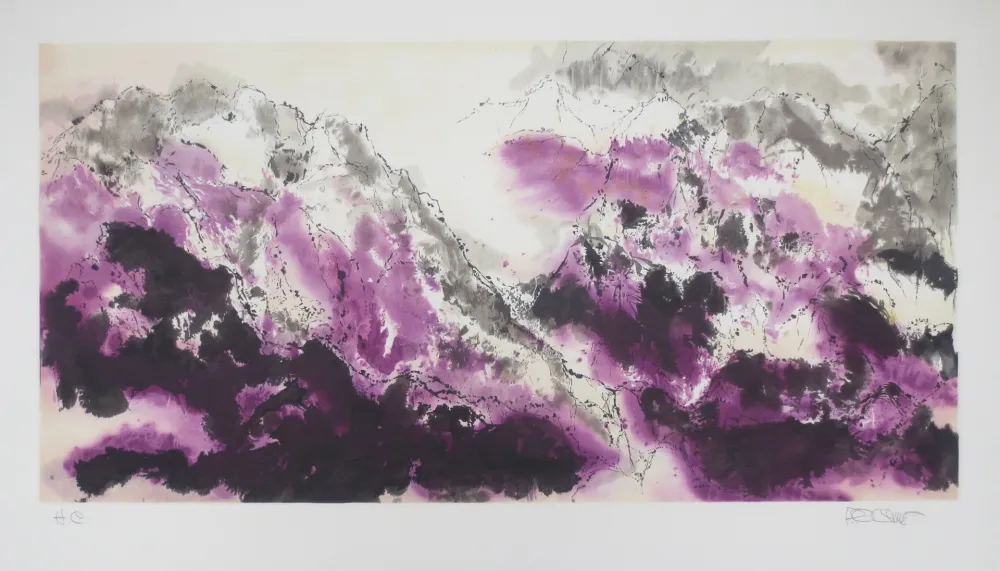 石版画 Po Chung - Purple mist