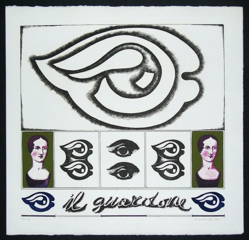 版画 Pozzati - Il guardone