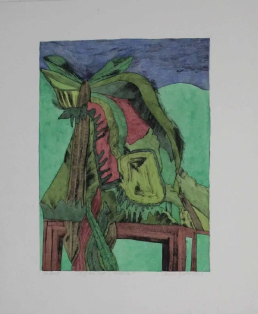 干刻版画 Pyroth - Auf dem Tisch / Pallieter 