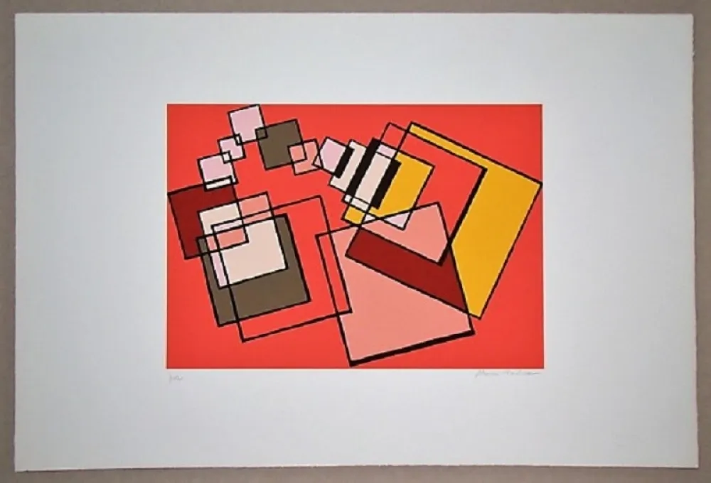 石版画 Radice - Compositione astratta rosa