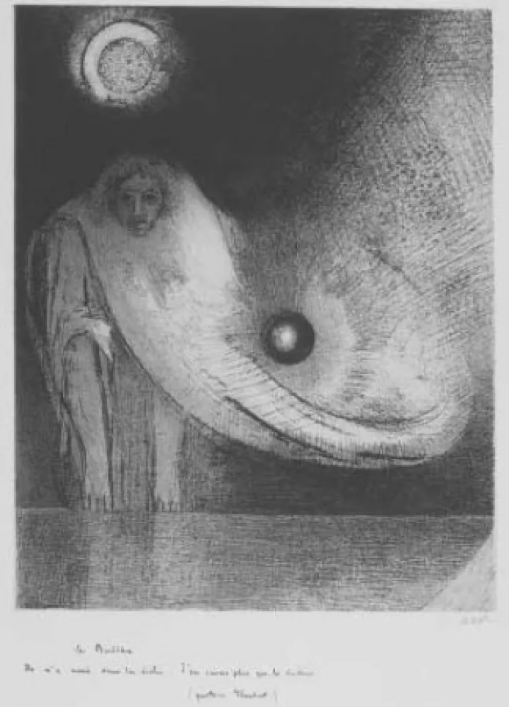 石版画 Redon - Le Buddha