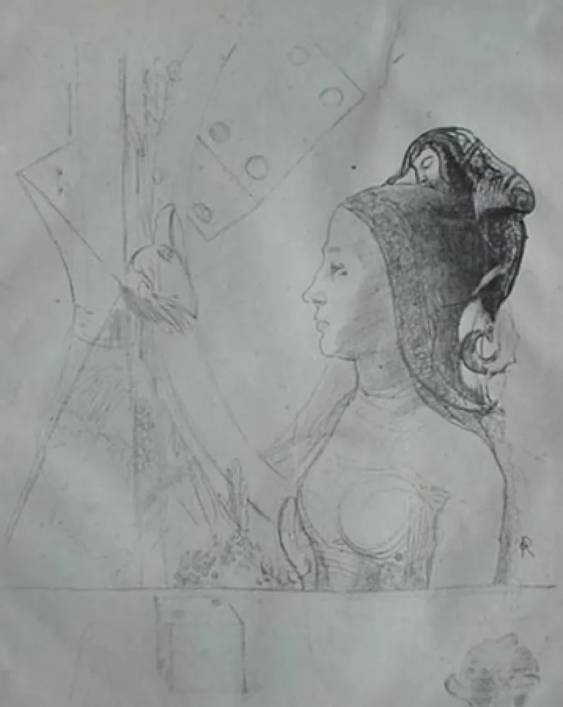 石版画 Redon - Planche d'essai 