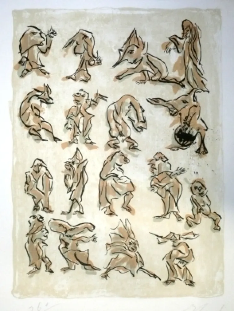 石版画 Reinhoud - 17 contre