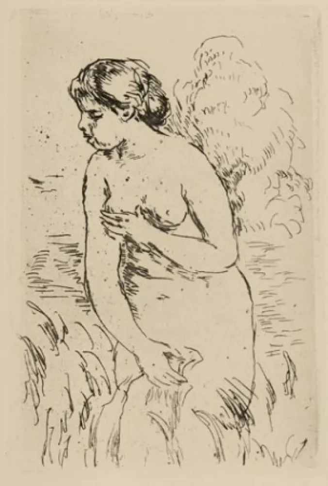 版画 Renoir - Baigneuse debout à mi-jambes