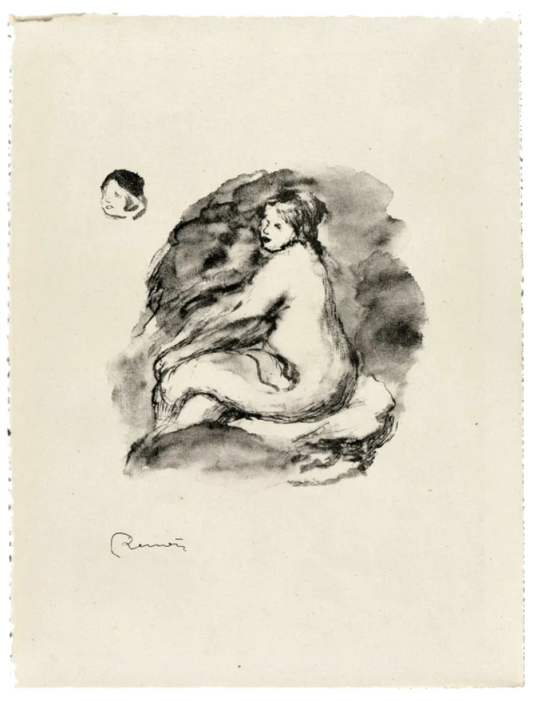 石版画 Renoir - Étude de femme nue, assise, variante