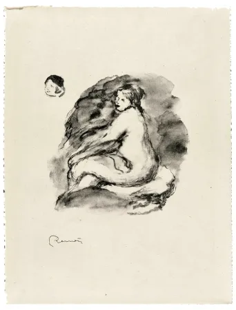 石版画 Renoir - Étude de femme nue, assise, variante