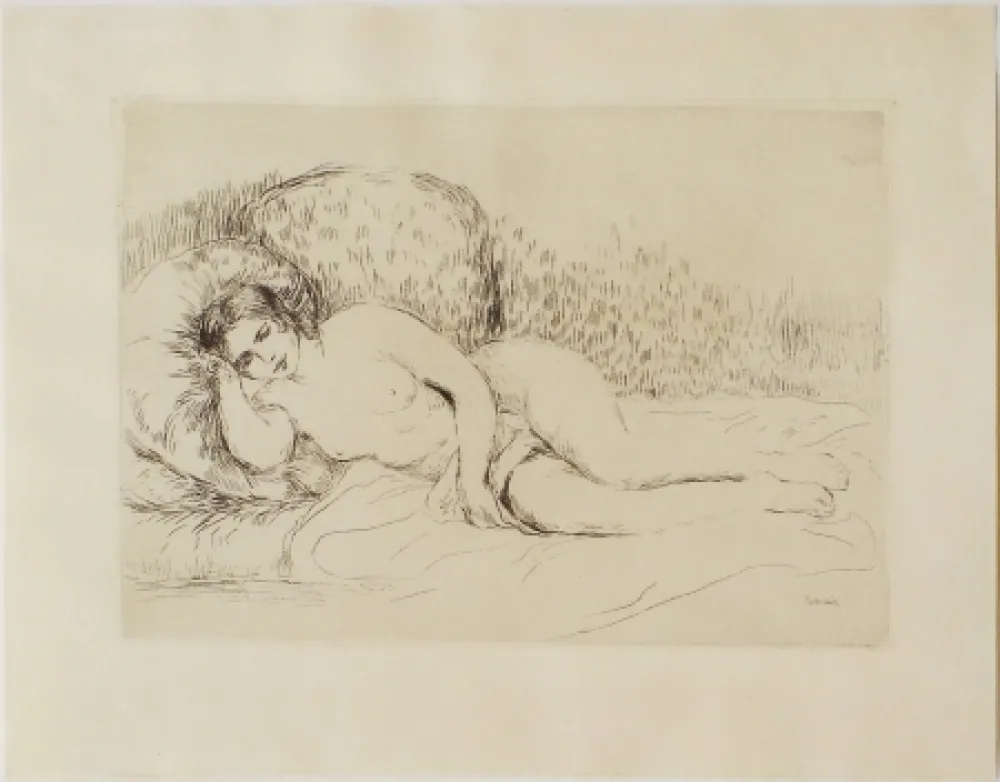 蚀刻版画 Renoir - Femme couchée, tournée à gauche