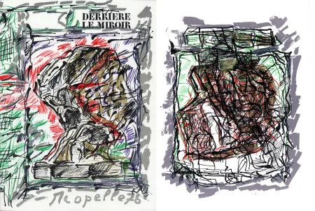 插图书 Riopelle - Derrière le Miroir n° 218. RIOPELLE. 4 LITHOGRAPHIES ORIGINALES. Mars 1976.