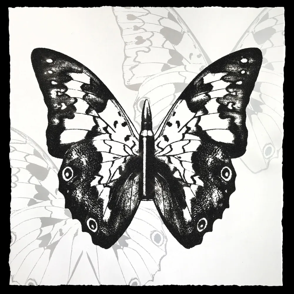 丝网印刷 Robierb - Black Butterfly on White