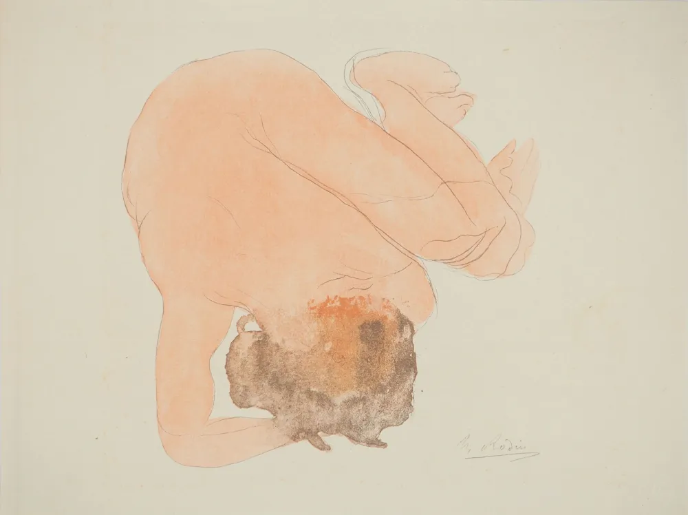 石版画 Rodin - Nu assoupi
