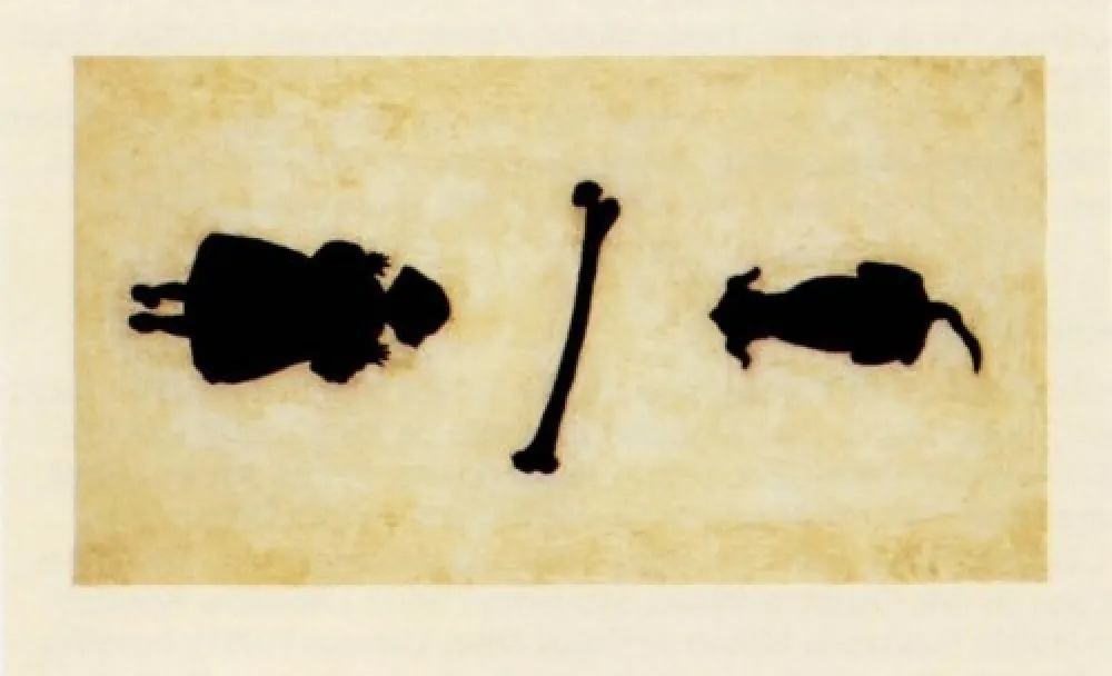 版画 Santibañez - La niña y el perro