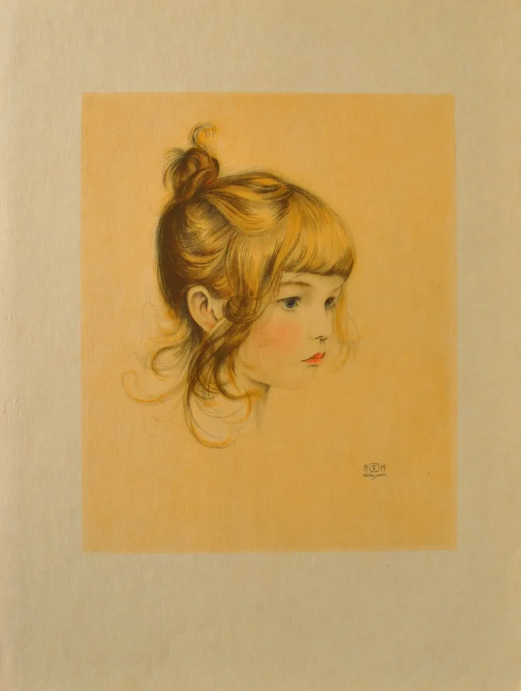 版画 Sauer - Portrait de jeune fille