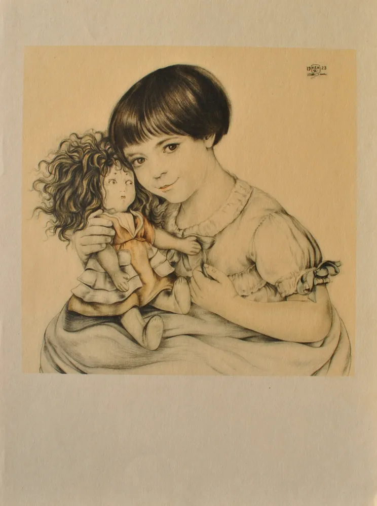 版画 Sauer - Portrait d'enfant