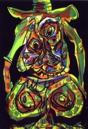 石版画 Saura - Dama en tecnicolor