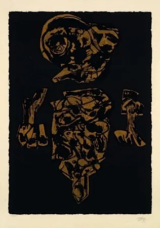 石版画 Saura - EL VELON GOTEABA SOBRE SU TRAJEDE CEREMONIA