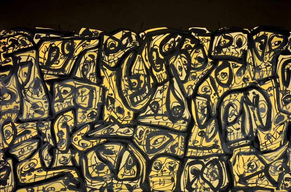 石版画 Saura - Foule