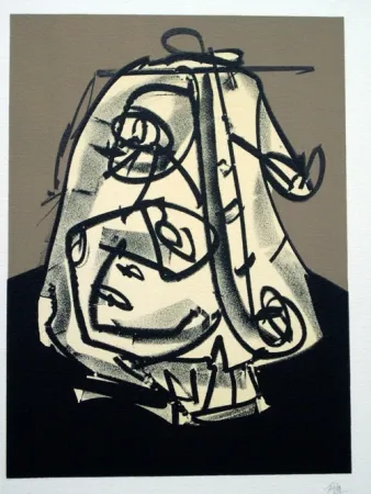 石版画 Saura - Retrato