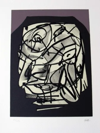 石版画 Saura - Retrato