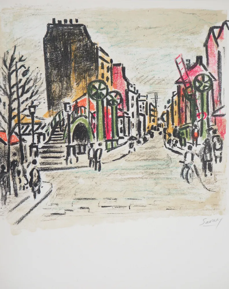 石版画 Savary - Paris, Canal Saint Martin