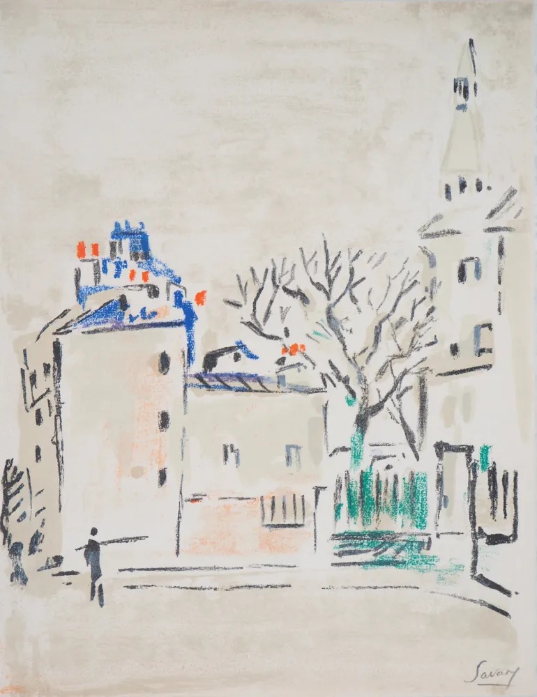 石版画 Savary - Paris, Derrière Montmartre