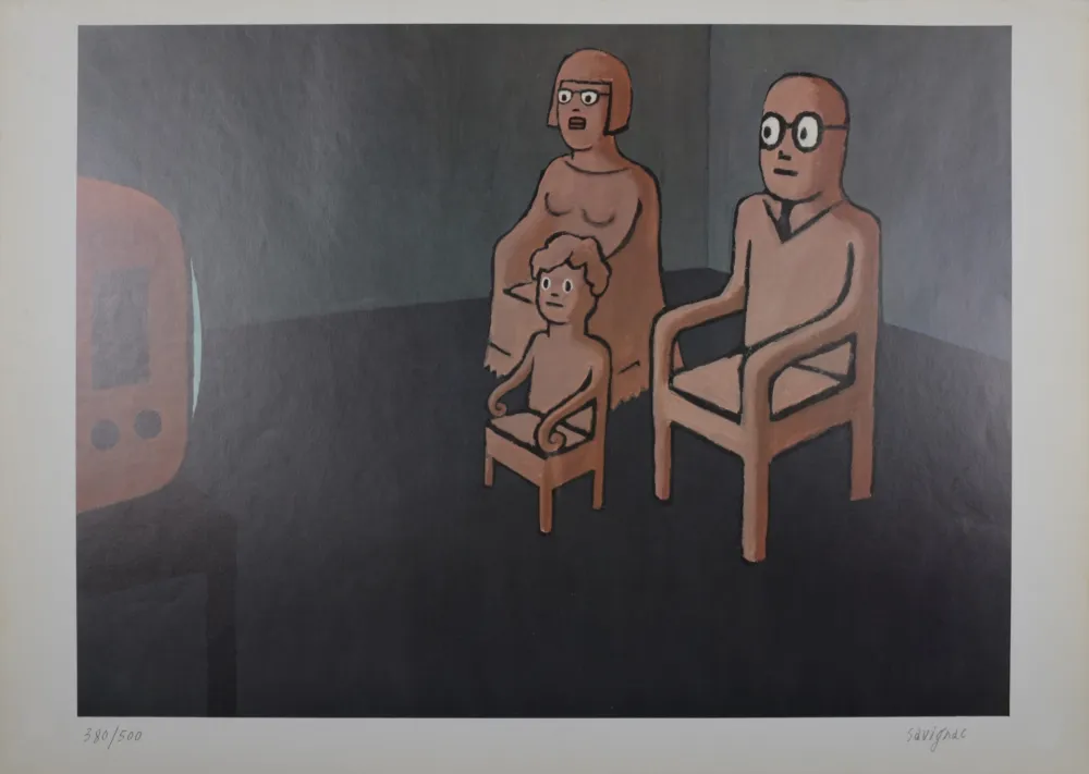 石版画 Savignac - La Télé