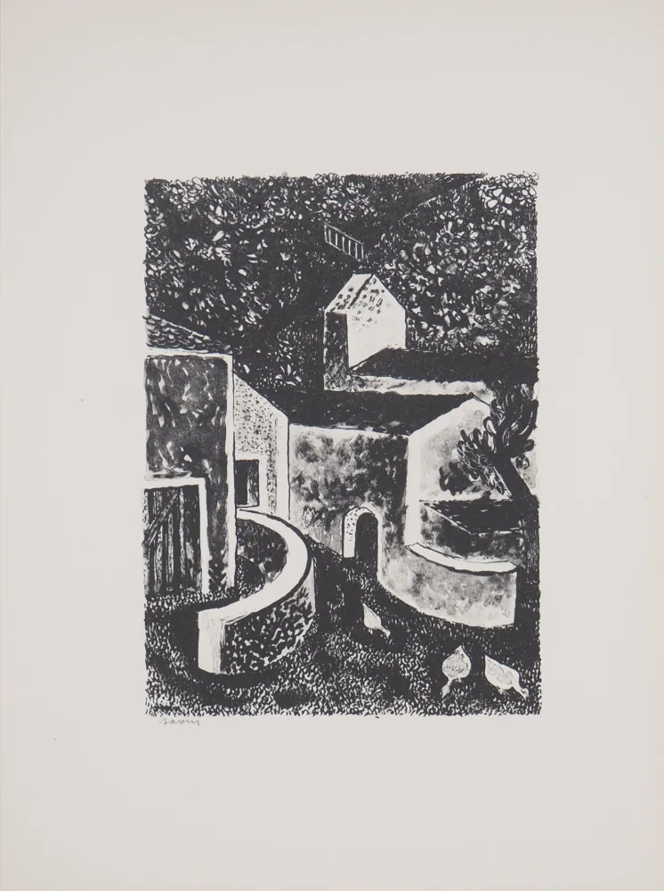 石版画 Savin  - Normandie, Village dans la Manche